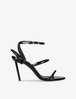 AZZEDINE ALAIA: Tubular-Strap Patent-Leather Heeled Sandals