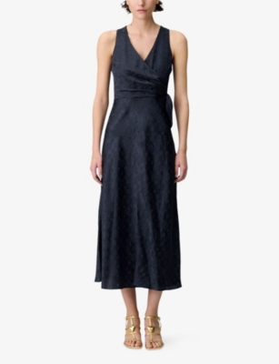 CLAUDIE PIERLOT: Draped Side-Tie Satin Maxi Dress