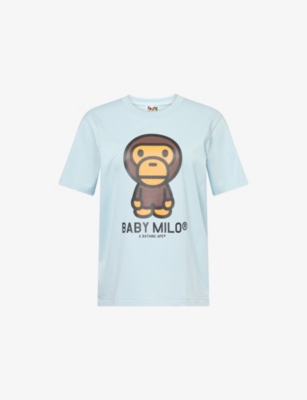 A Bathing Ape Womens Sax Baby Milo Round-neck Cotton-jersey T-shirt In Blue