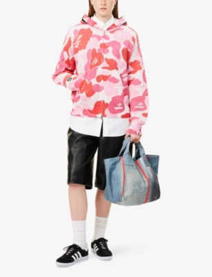 A BATHING APE: Camo Crochet Shark Cotton-Knit Hoody