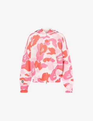 A BATHING APE: Camo Crochet Shark Cotton-Knit Hoody