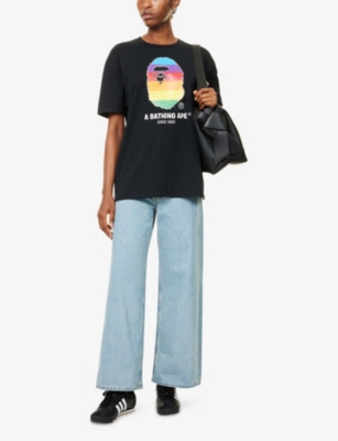 A BATHING APE: Crystal Brand-Print Cotton-Jersey T-Shirt