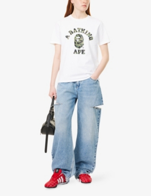 A BATHING APE: Camo College Round-Neck Cotton-Jersey T-Shirt