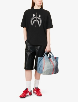 A BATHING APE: Shark Round-Neck Cotton-Jersey T-Shirt