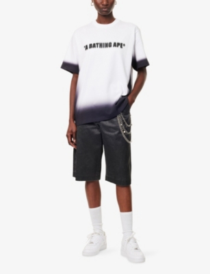 A Bathing Ape Womens Black Spray Logo Cotton-jersey T-shirt In White
