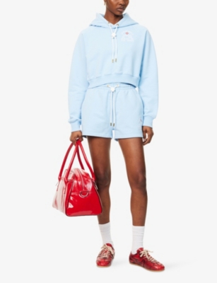 CASABLANCA: Beauty Embroidered-Branding Cotton-Jersey Sweat Shorts