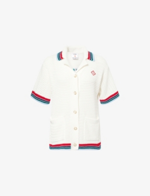 CASABLANCA: Sporty Faux Crochet Cotton-Knit Shirt