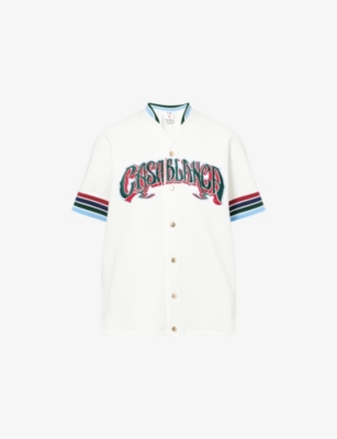 CASABLANCA: Baseball Logo-Embroidered Short-Sleeve Woven Shirt