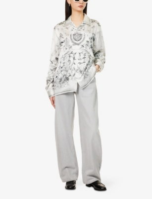 CASABLANCA: Tattoo-Print Long-Sleeve Silk Shirt