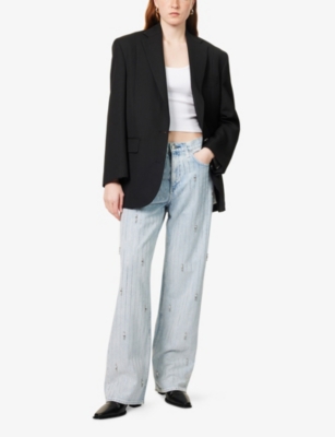 RAG & BONE: Reaxed-Fit Crystal-Embellished Denim Jeans