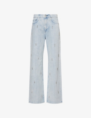 RAG & BONE: Reaxed-Fit Crystal-Embellished Denim Jeans