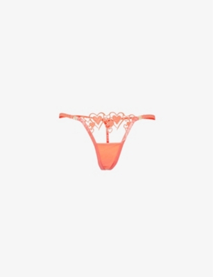 BLUEBELLA: Harlow Heart-Embroidery Woven Thong