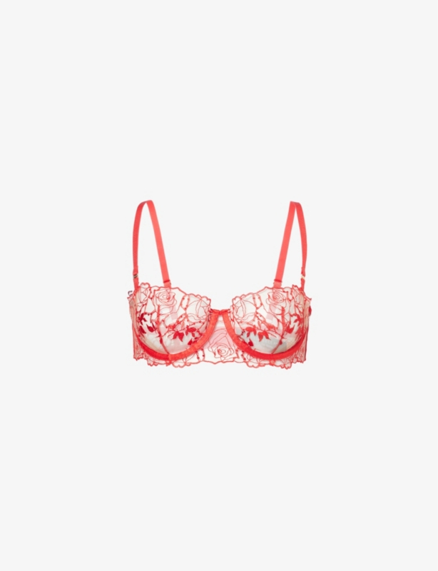 Rosalie Floral-embroidery Woven Bra