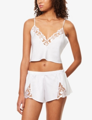 Bluebella Womens White/sheer Leonora Luxury Satin Cami And Short Set