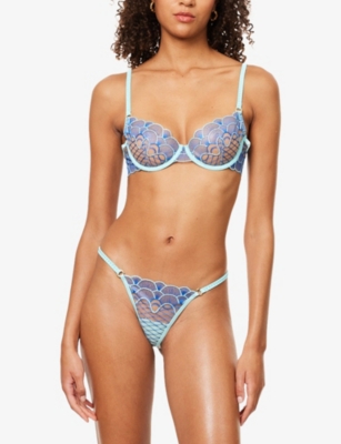 BLUEBELLA WOMENS BLUEBELLA ELINA EMBROIDERED MESH THONG 