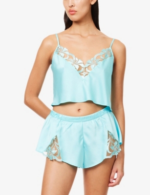 BLUEBELLA WOMENS BLUEBELLA LEONORA LUXURY LACE-TRIM SATIN PYJAMAS 