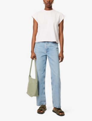 AGOLDE WOMENS REPLICA (WSHED INDIGO) HENSON BAGGY TAPER DENIM JEANS 