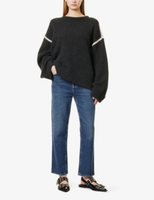 Agolde Womens Solace (dk Ind Vint) 90's Pinch Waist Straight-leg High-rise Stretch-denim Jeans In Solace (dk Ind Vint)