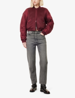 AGOLDE WOMENS AUDIT (WORN VINT BLK) 90'S PINCH FIVE-POCKETS STRAIGHT-LEG HIGH-RISE DENIM JEANS 