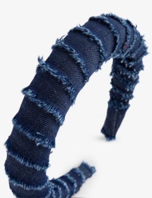 H&m Adorables Blue Medium Dusty Kids' Frayed Denim Headband In Blue Medium Dusty