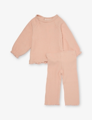 H&M ADORABLES: Round-Neck Frill-Trim Two-Piece Stretch-Cotton Set 4-36 Months