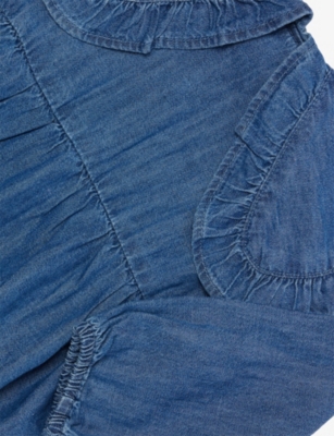 H&M ADORABLES: Peter Pan-Collar Long-Sleeve Denim Romper 4-36 Months