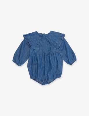 H&M ADORABLES: Peter Pan-Collar Long-Sleeve Denim Romper 4-36 Months