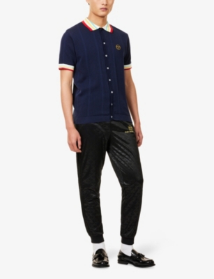 SERGIO TACCHINI: Striped-trim ribbed cotton-knit polo shirt