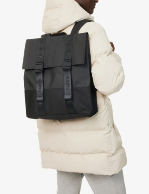 RAINS MENS BLACK TRAIL MSN COATED-SHELL BACKPACK 