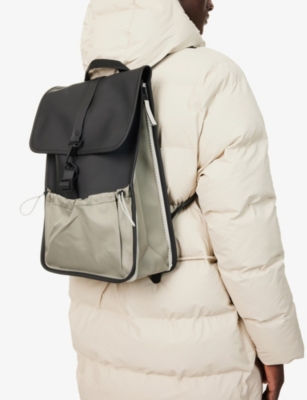 RAINS MENS BLACK MIX MINI COATED-SHELL BACKPACK 