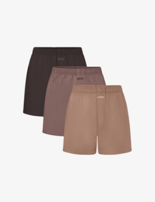 SKIMS: Classic Three-Pack Cotton Poplin Boxers