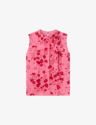 LK BENNETT: Rhoda Bow-Trim Sleeveless Woven Blouse