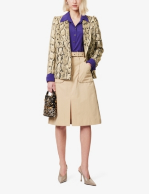 DRIES VAN NOTEN WOMENS DRIES VAN NOTEN PYTHON-PRINT THREE-PATCH-POCKETS REGULAR-FIT WOVEN-BLEND BLAZER 