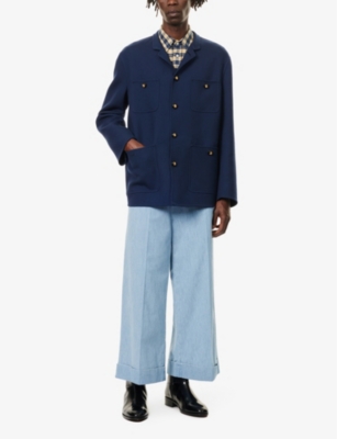 VALENTINO GARAVANI: Mandarin-Collar Patch-Pocket Wool-Silk Blend Jacket