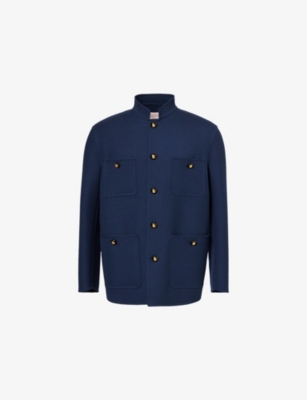 VALENTINO GARAVANI: Mandarin-Collar Patch-Pocket Wool-Silk Blend Jacket