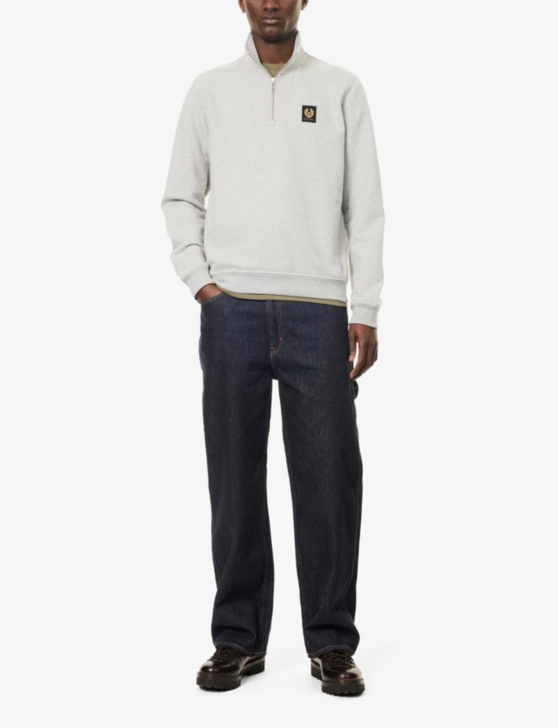 Funnel-Neck Brand-Patch Cotton-Jersey Sweatshirt