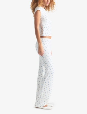 SKIMS: Soft Lounge Lace-Trim Ribbed Stretch-Modal Trousers