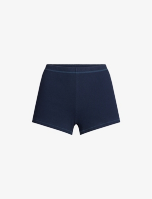 SKIMS: Elasticated-Waistband Ribbed Stretch-Cotton Shorts