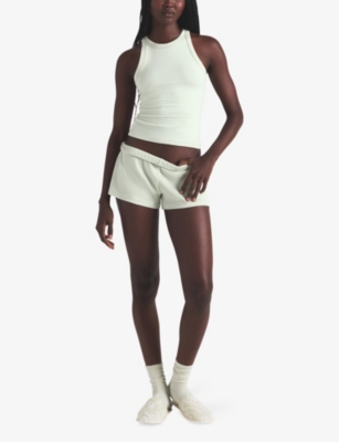 SKIMS: Elasticated-Waistband Ribbed Stretch-Cotton Shorts
