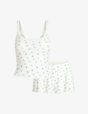 SKIMS: Soft Lounge Lace-Trim Stretch-Modal Cami and Short Set