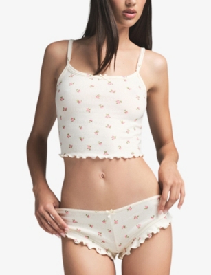 SKIMS: Pointelle Cropped Cami Cotton-Jersey Set