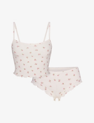 SKIMS: Pointelle Cropped Cami Cotton-Jersey Set