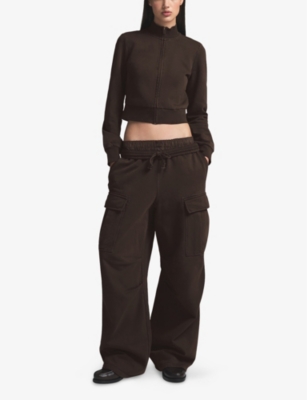 Boyfriend High-Waist Cargo Cotton-Jersey Jogging Bottoms