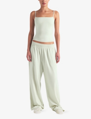 SKIMS: Wide-Leg Elasticated-Waist Stretch-Cotton Trousers