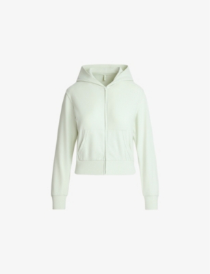 Zip-Up Cropped Stretch-Cotton Hoody