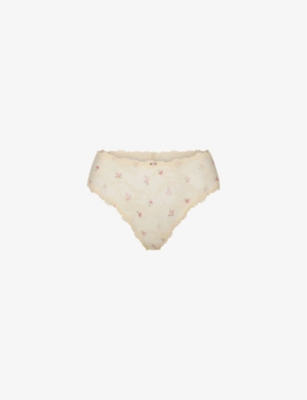 SKIMS: Sheer Floral Stretch-Lace Briefs