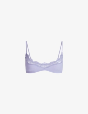 SKIMS: Fits Everybody Lace Scoop-Neck Jersey Bralette