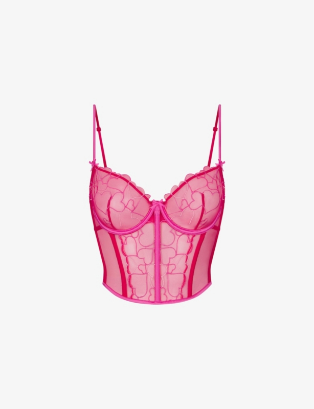 Embroidered Underwired Cropped Tulle Corset