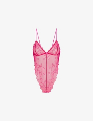 SKIMS: Embroidered Sheer Tulle Teddy