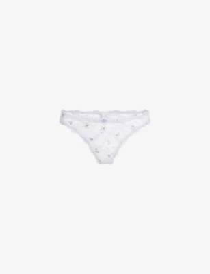 SKIMS: Dipped Stretch-Lace Thong
